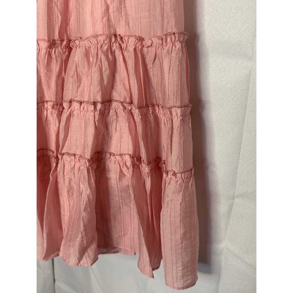 Halara Maxi Skirt S Pink Tiered Smocked Coquette Balletcore Boho Romantic Flowy - Picture 5 of 7